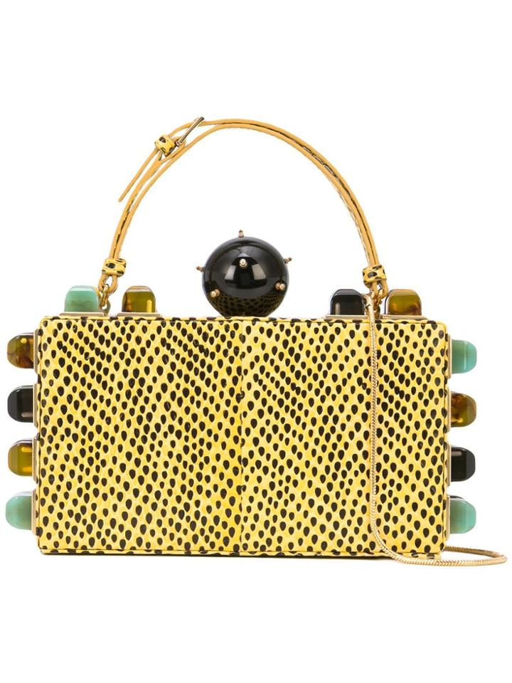 Tonya Hawkes Embellished Top Handle Clutch - Black