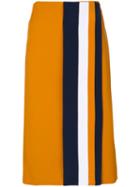 Victoria Victoria Beckham - Striped Wrap Skirt - Women - Silk/polyester/viscose/wool - 10, Yellow/orange, Silk/polyester/viscose/wool