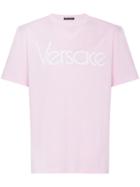 Versace Logo Print Short Sleeve T Shirt - Pink & Purple