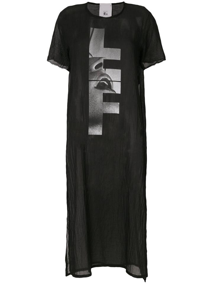Lost & Found Rooms Long Sheer Printed Top - Black