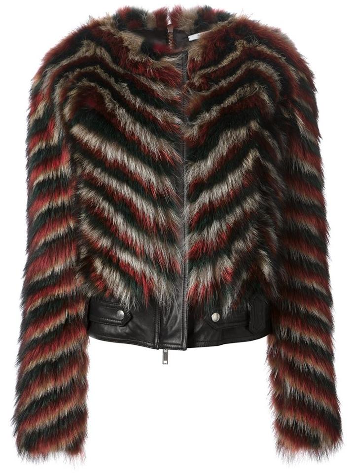 Givenchy Striped Fur Jacket, Women's, Size: 38, Black, Racoon Fur
