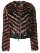 Givenchy Striped Fur Jacket, Women's, Size: 38, Black, Racoon Fur