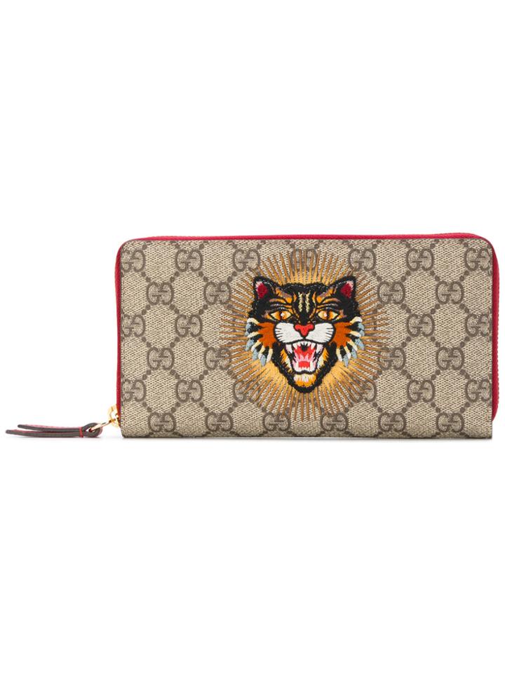 Gucci Gg Supreme Angry Cat Wallet - Nude & Neutrals