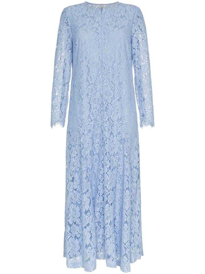 Ganni Gnni Rometty Ls Lace Midi Drs - Blue