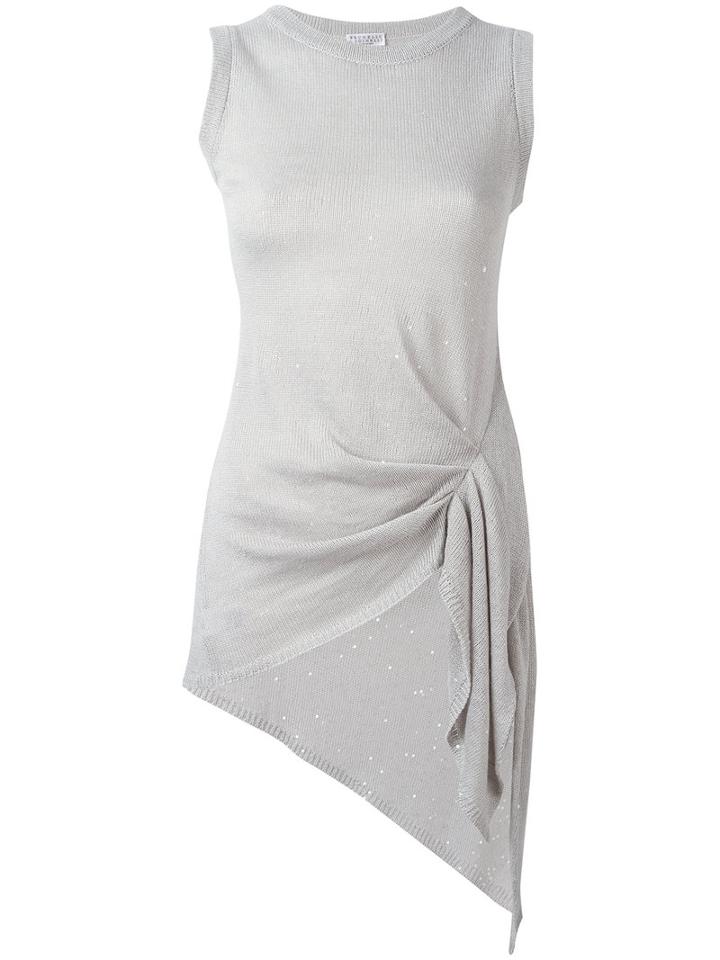 Brunello Cucinelli - Gathered Knit Top - Women - Silk/linen/flax/polyester - Xs, Nude/neutrals, Silk/linen/flax/polyester