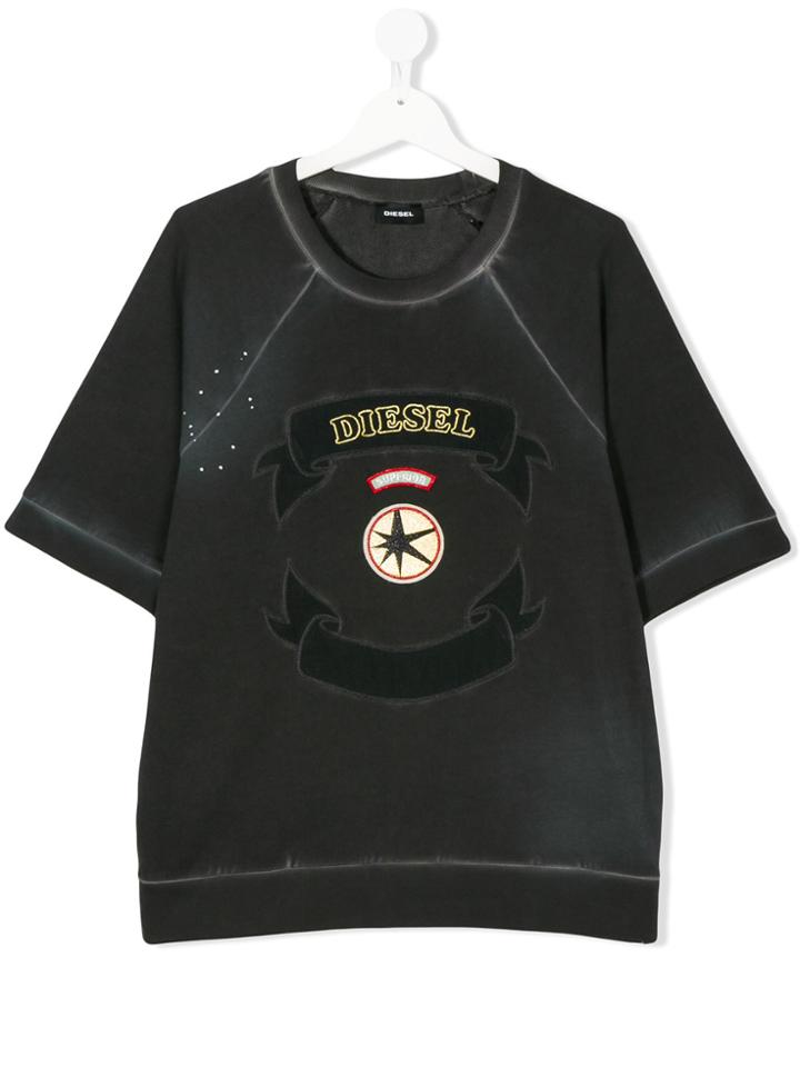 Diesel Kids Logo Patch T-shirt - Grey