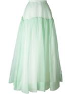 Rochas Ruched Panel Tonal Full Skirt, Women's, Size: 44, Green, Silk