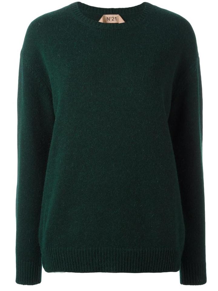 No21 Crew Neck Jumper, Women's, Size: 40, Green, Alpaca/polyamide