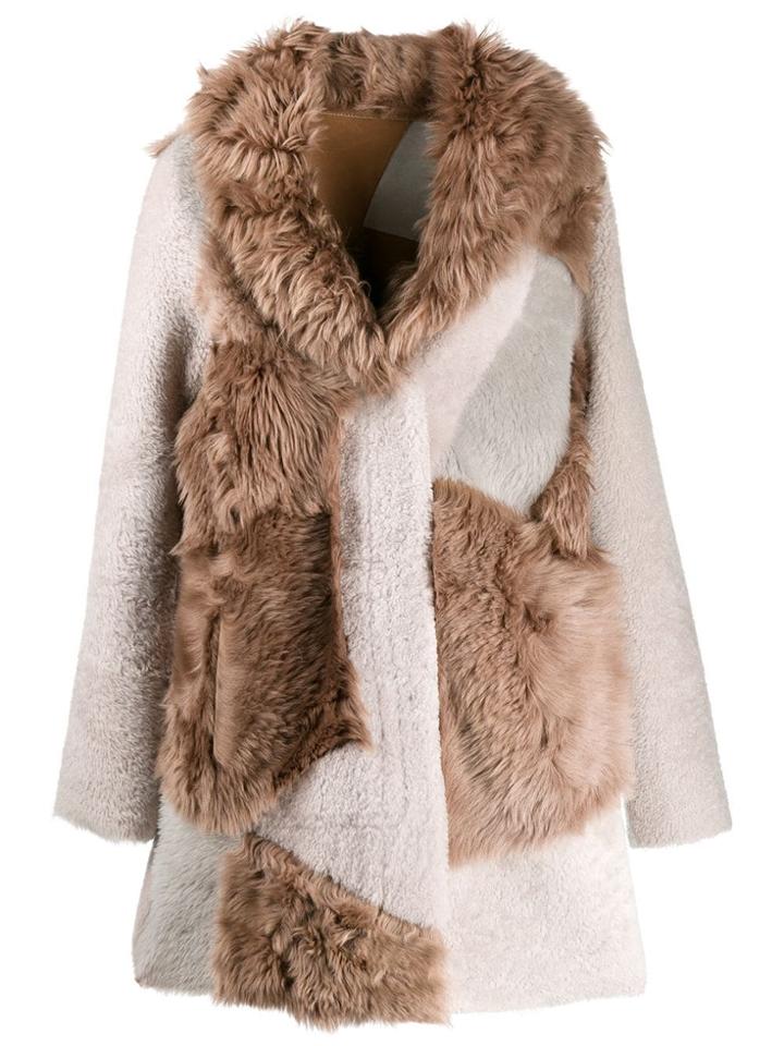 Liska Patchwork Coat - Brown