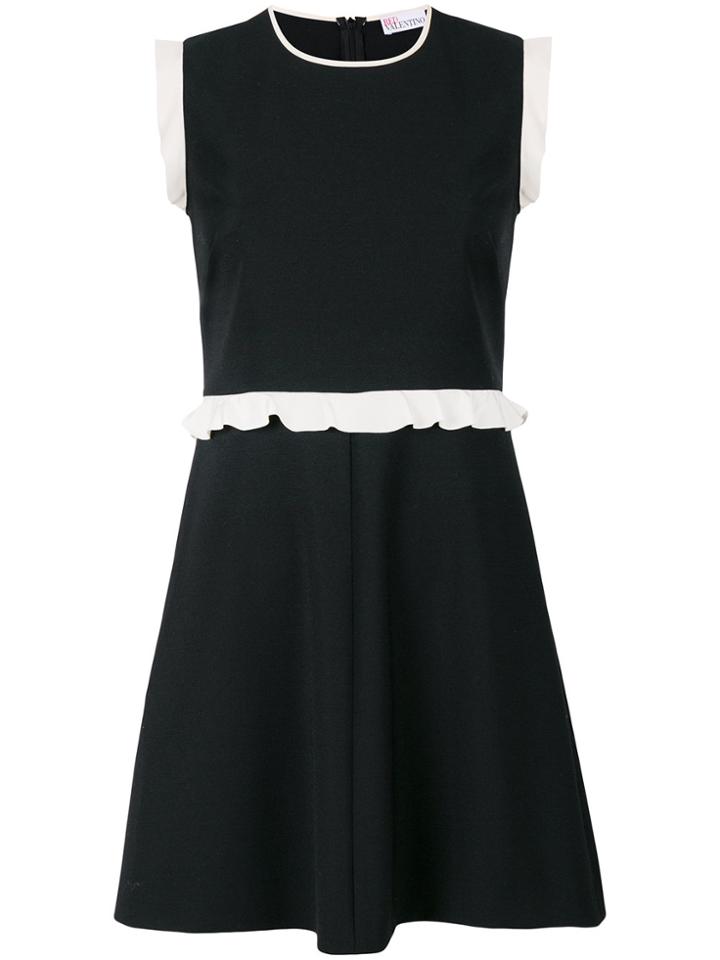 Red Valentino Ruffle Trim Mini Dress - Black