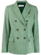 Brag-wette Checked Double Breasted Blazer - Green