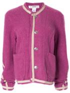 Sulvam Contrast-trim Knitted Cardigan - Purple