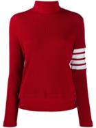 Thom Browne 4-bar Compact Waffle Turtleneck - Red