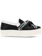 No21 Knotted Platform Embellished Sneakers - Black