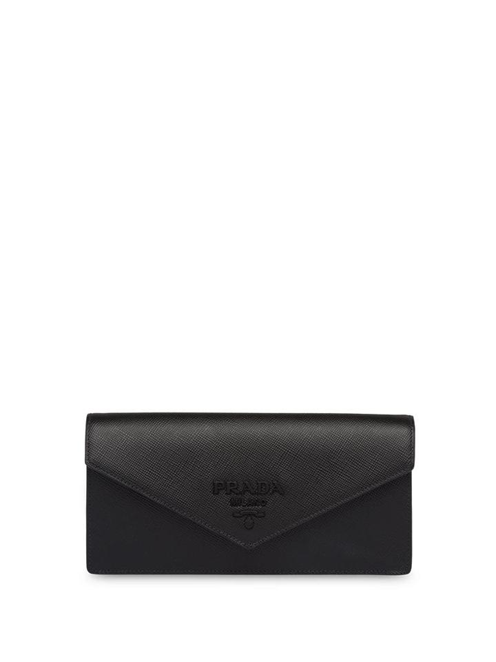 Prada Monochrome Saffiano Clutch Bag - Black