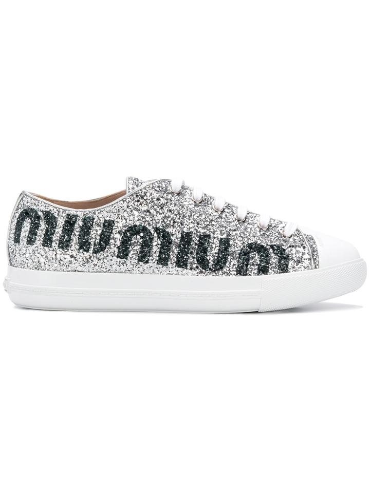 Miu Miu Logo Sneakers - Grey