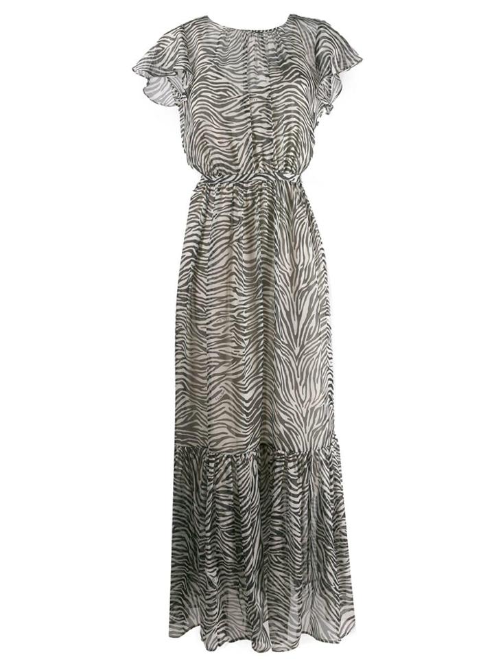 L'autre Chose Zebra Print Maxi Dress - Black