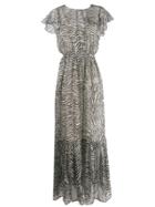 L'autre Chose Zebra Print Maxi Dress - Black