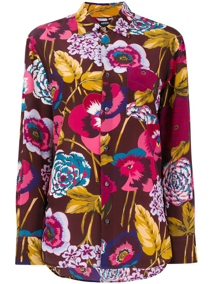 Aspesi Floral Button Shirt - Pink & Purple