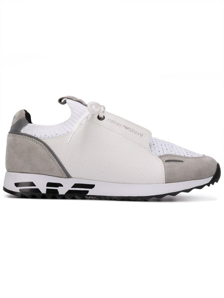 Emporio Armani Panelled Colour Block Sneakers - White
