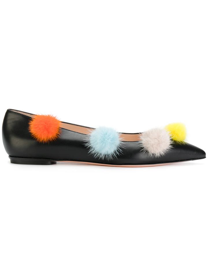 Fendi Pom Pom Ballerinas - Black