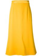 Le Ciel Bleu Switch Belt Flared Skirt, Women's, Size: 36, Yellow/orange, Polyester/acetate