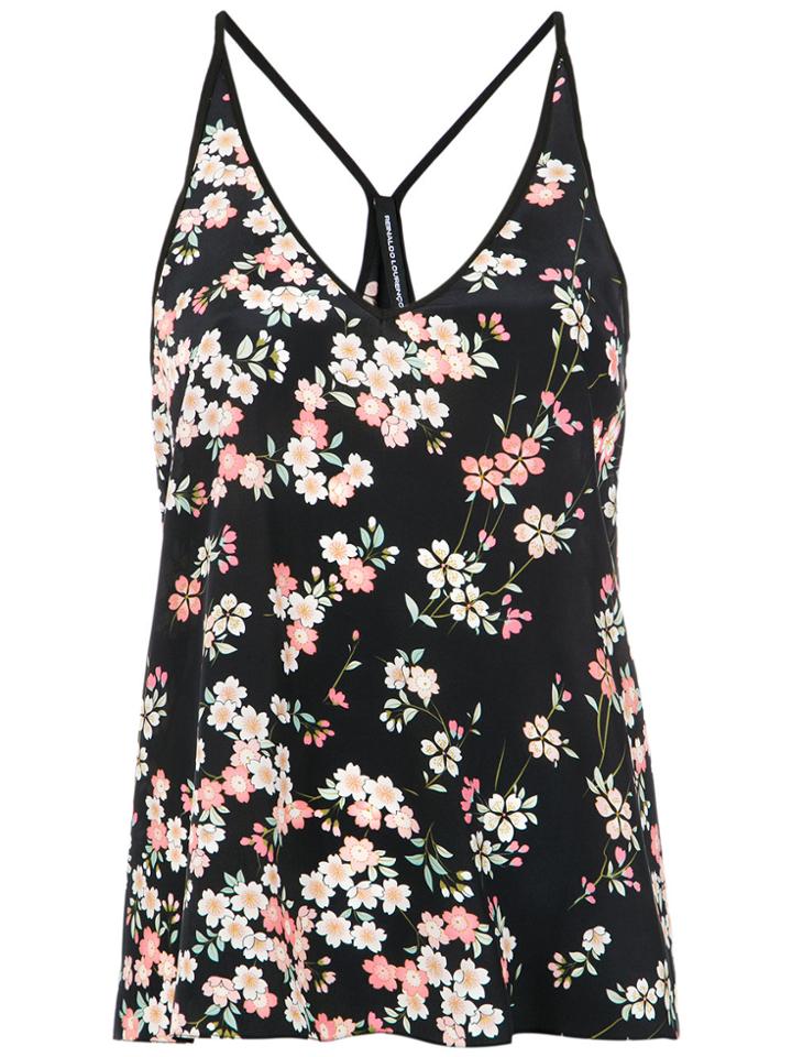 Reinaldo Lourenço Floral Silk Tank Top - Black