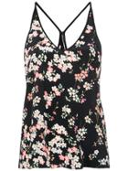 Reinaldo Lourenço Floral Silk Tank Top - Black