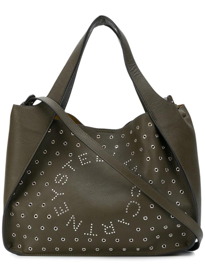 Stella Mccartney Eyelet Logo Shoulder Bag - Green