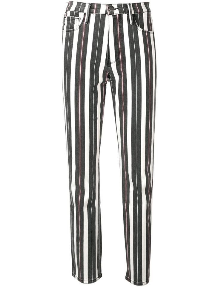 Frame Striped Slim-fit Jeans - White