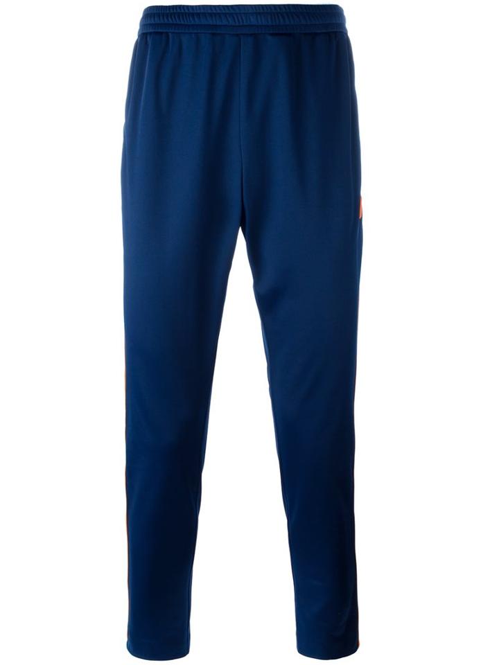 Msgm Side Stripe Track Pants, Men's, Size: 48, Blue, Polyamide/polyester
