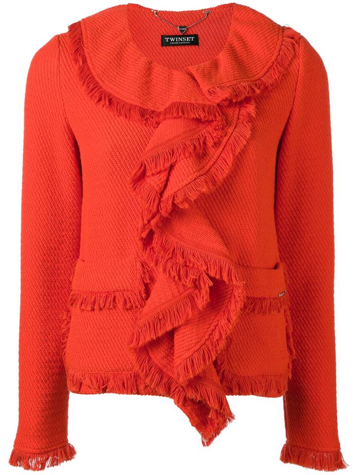 Twin-set - Waterfall Jacket - Women - Cotton/elastodiene/polyamide - 44, Red, Cotton/elastodiene/polyamide