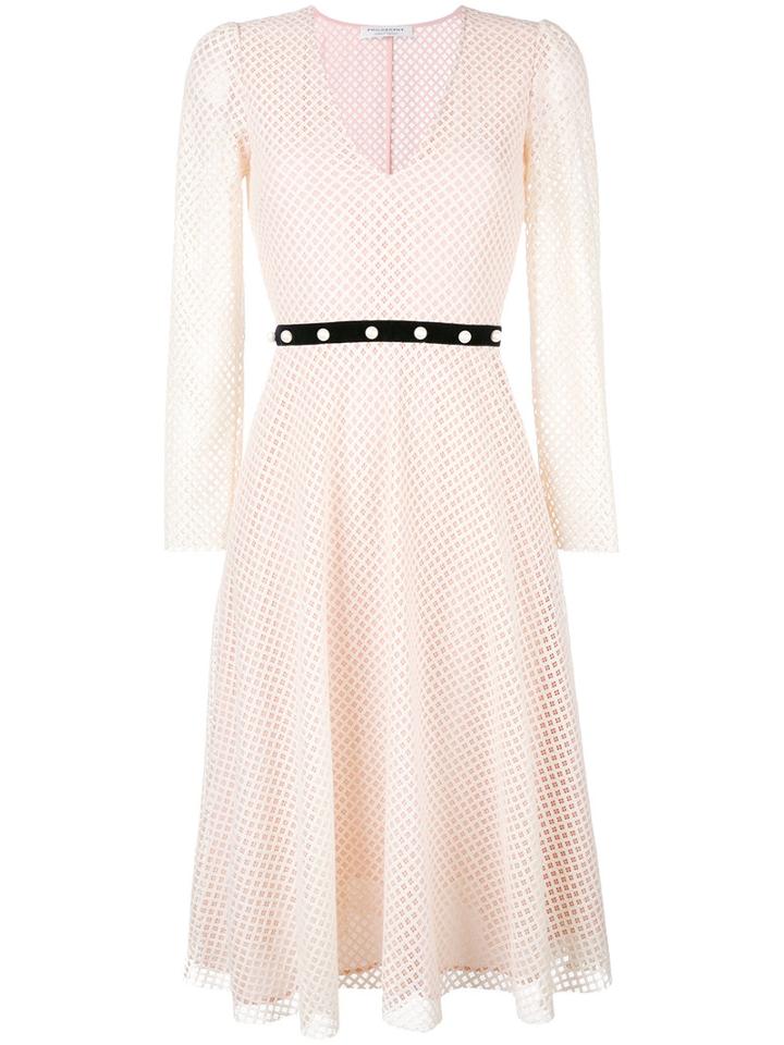 Philosophy Di Lorenzo Serafini Flared V-neck Dress, Women's, Size: 40, Cotton/polyamide/polyester