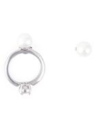 Maison Margiela Loop And Pearl Earrings, Women's, Metallic