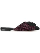 Chanel Vintage Flower Appliqué Tweed Slippers - Black