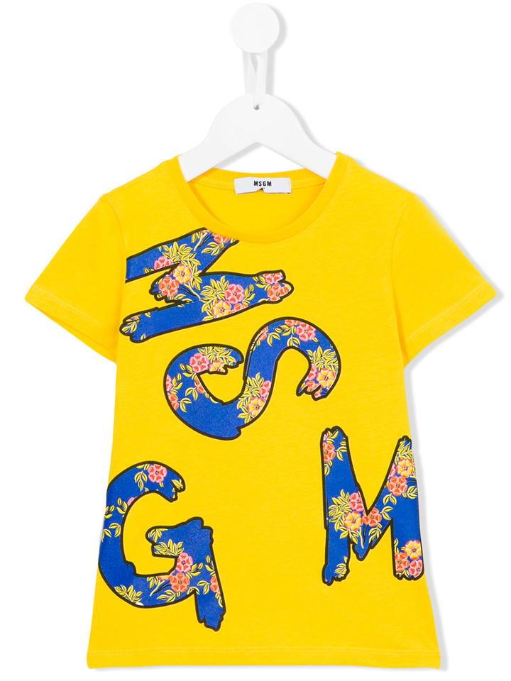 Msgm Kids Logo Print T-shirt, Toddler Girl's, Size: 4 Yrs, Yellow/orange