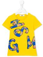 Msgm Kids Logo Print T-shirt, Toddler Girl's, Size: 4 Yrs, Yellow/orange