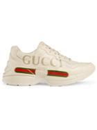 Gucci Rhyton Gucci Logo Leather Sneakers - White