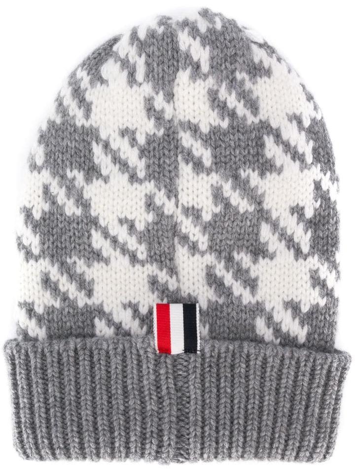 Thom Browne Gun Club Intarsia Check Hat - Grey