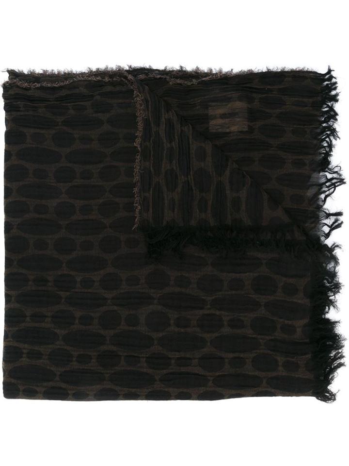 Uma Wang Frayed Trim Geometric Pattern Scarf