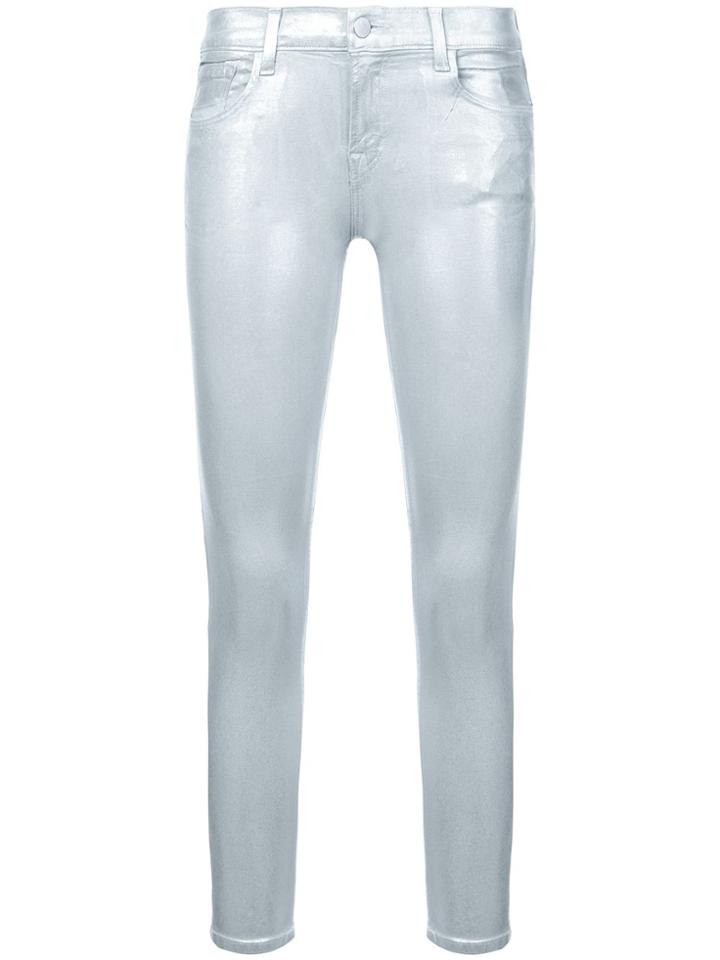 J Brand Glossy Skinny Jeans - Metallic