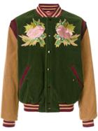 Gucci Angry Cat And Floral Embroidered Bomber Jacket - Green