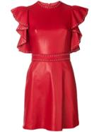Alexander Mcqueen Leather Studded Mini Dress - Red