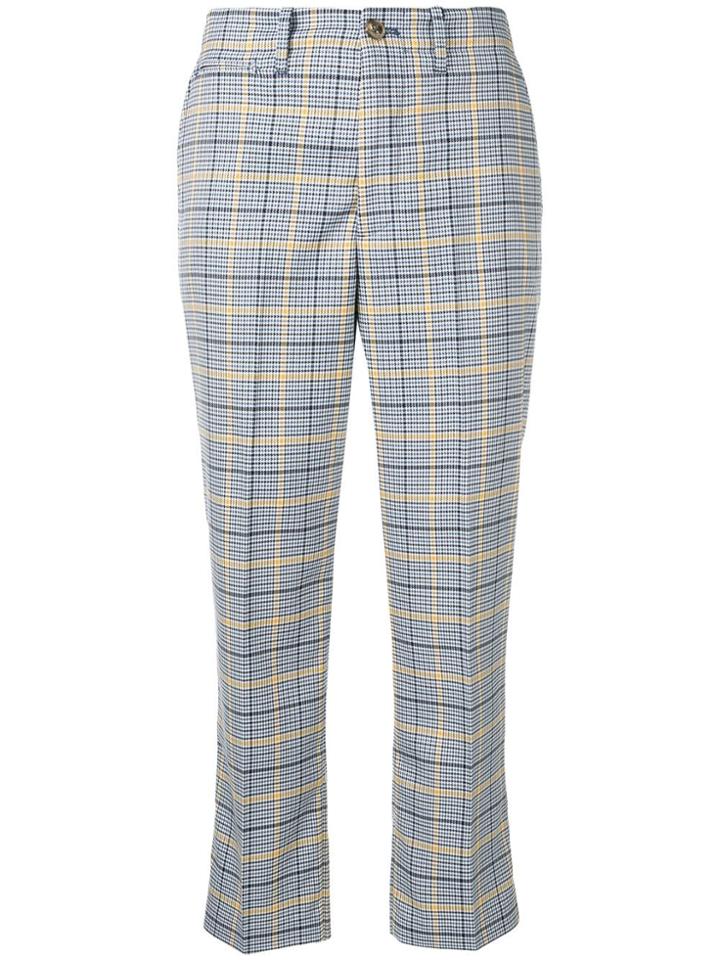 Closed Checked Cropped Trousers - Blue