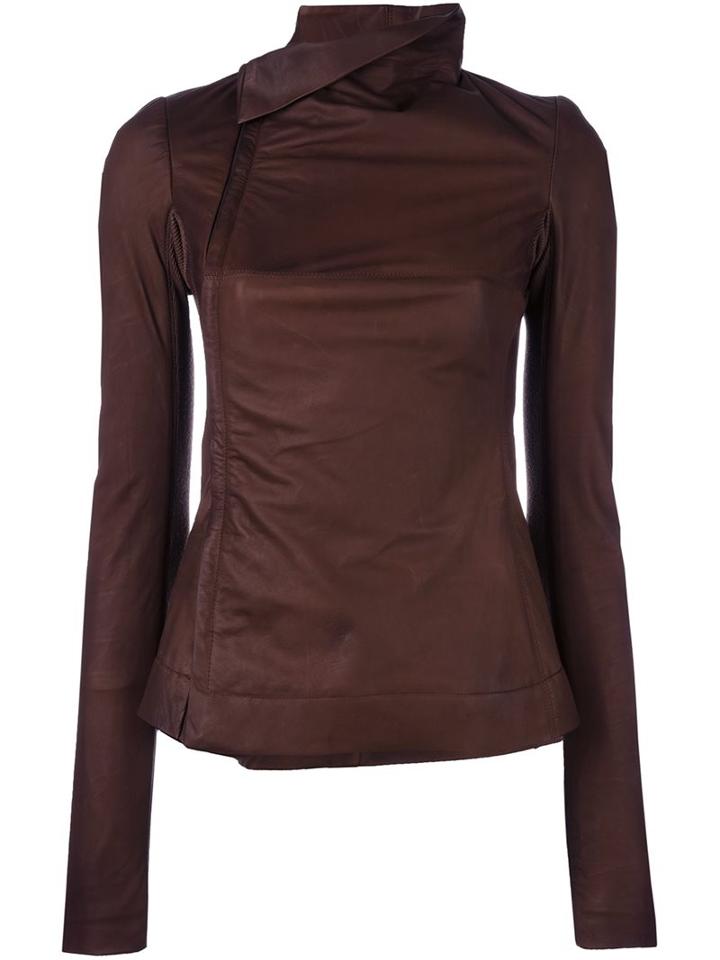 Rick Owens 'turtle' Biker Jacket, Women's, Size: 42, Brown, Leather/cupro/wool