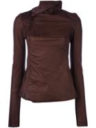 Rick Owens 'turtle' Biker Jacket, Women's, Size: 42, Brown, Leather/cupro/wool