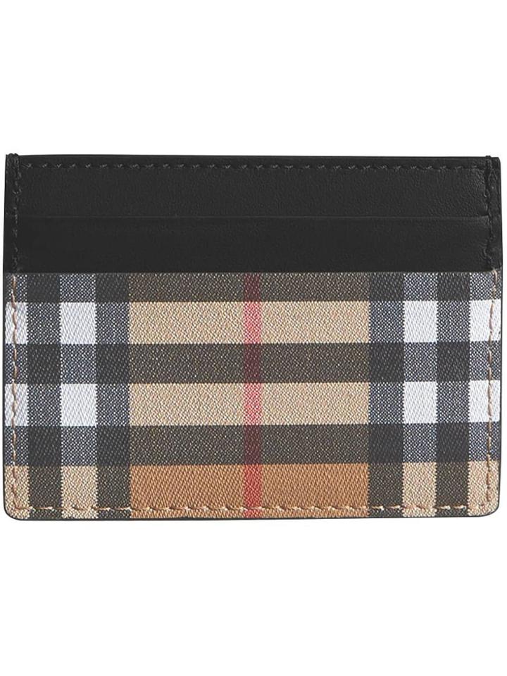 Burberry Vintage Check Leather Cardholder - Black