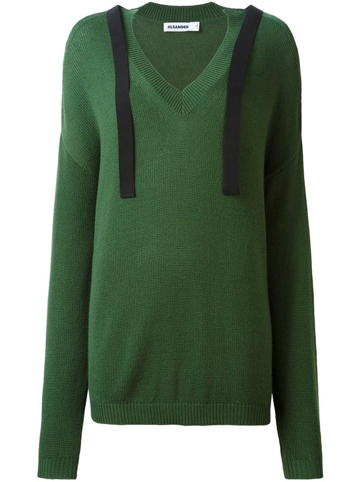 Jil Sander Cold-shoulder Jumper, Women's, Size: 34, Green, Cashmere