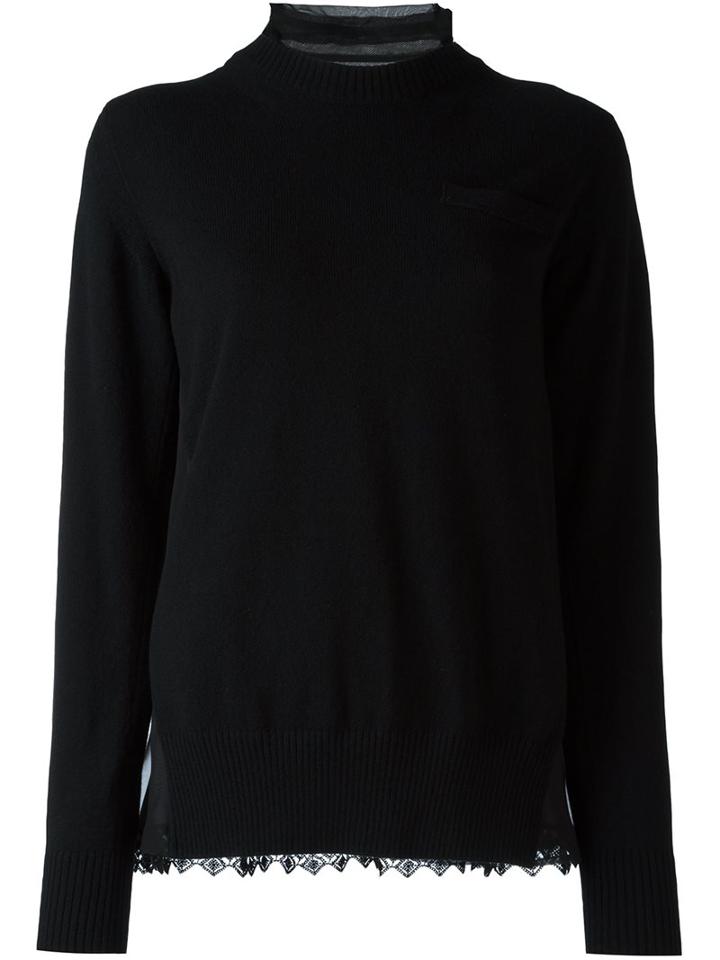 Sacai Layered Jumper, Women's, Size: 3, Black, Cotton/polyester/cupro/wool