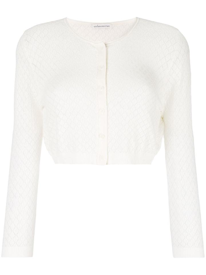 Stefano Mortari Fine Knit Cropped Cardigan - Nude & Neutrals